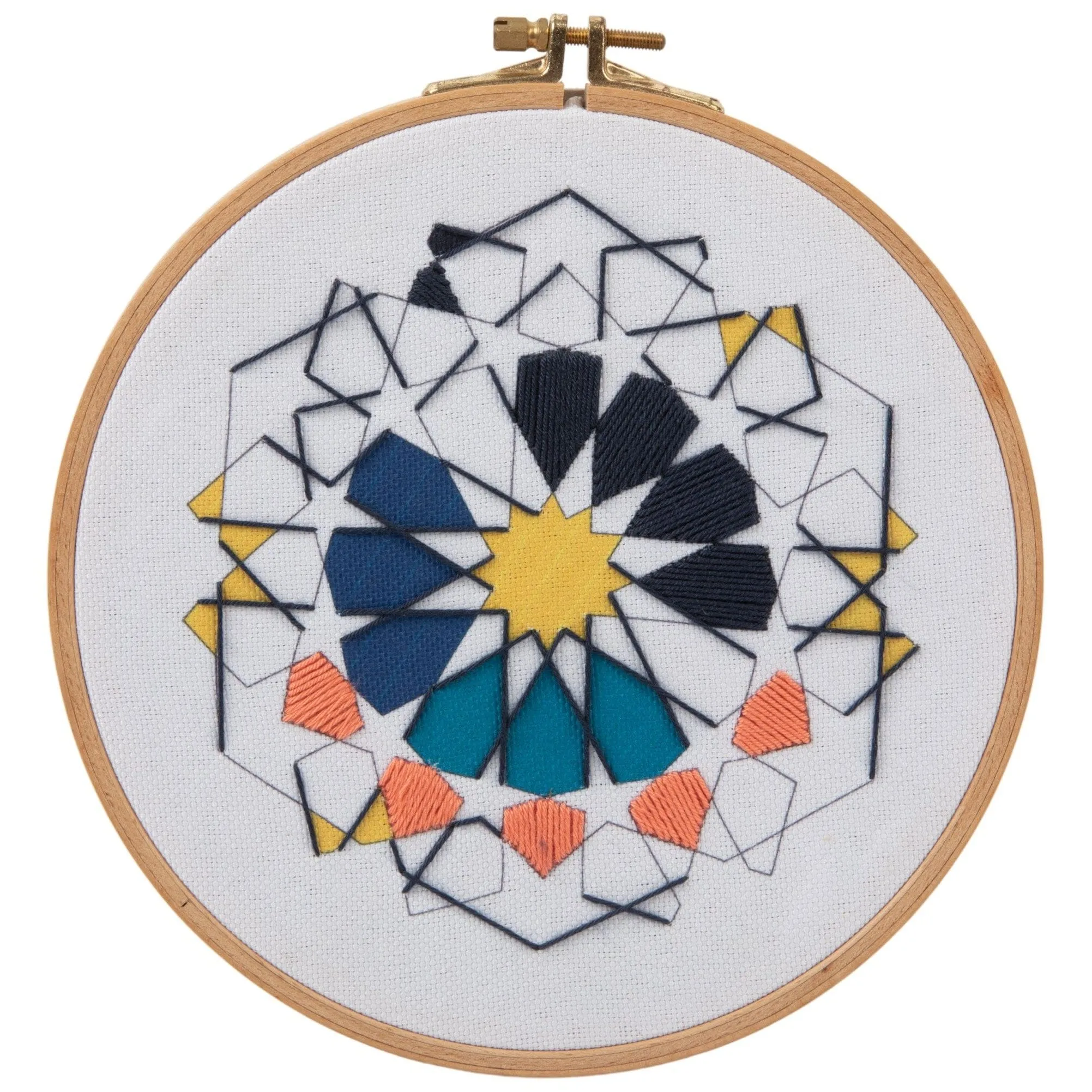 16 cm Embroidered Hoop Zelij Fragments