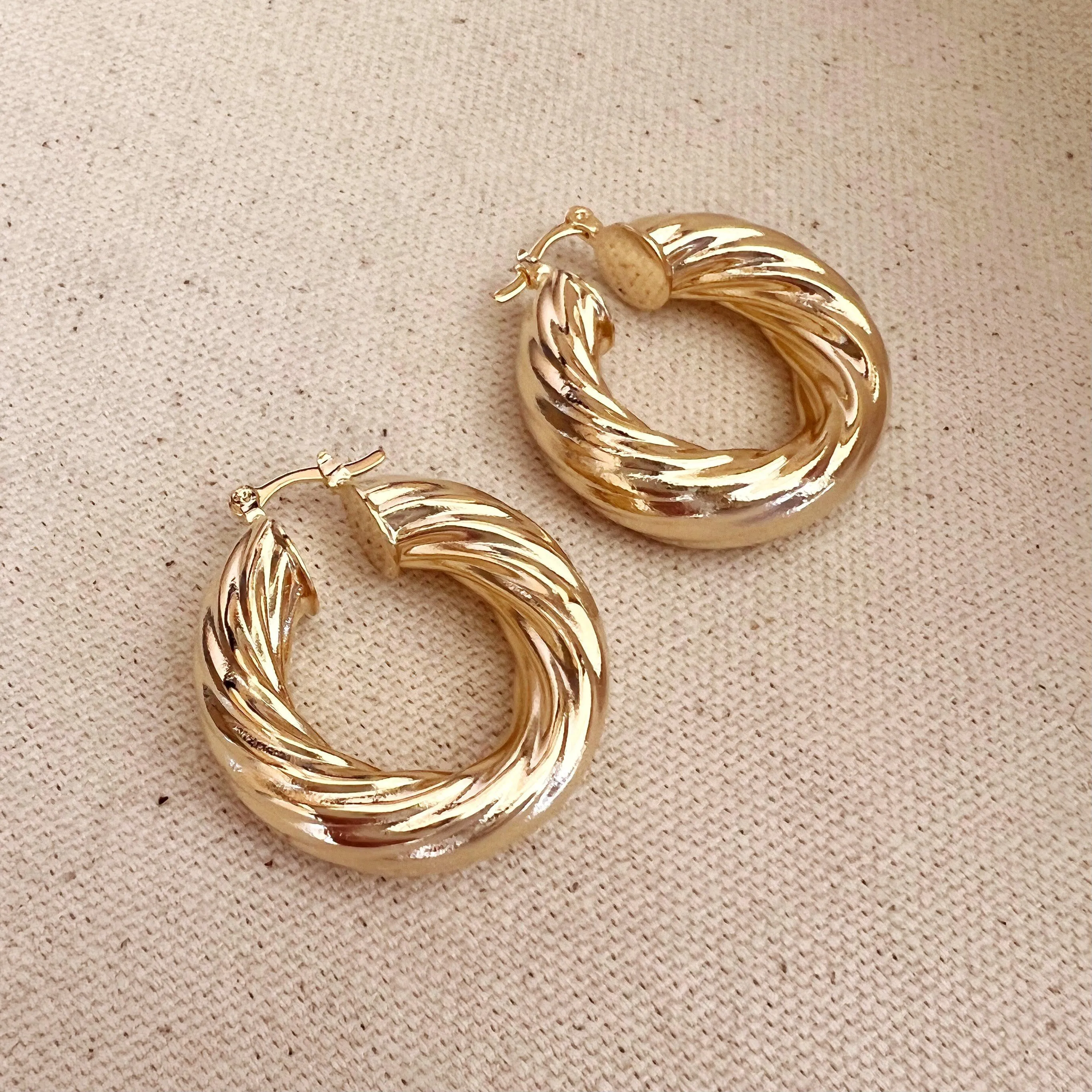 18k Gold Filled Twisted Selena Inspired Hoop