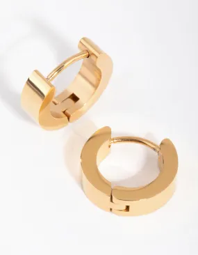 24 Carat Gold Plated Titanium Wide Huggie Earrings