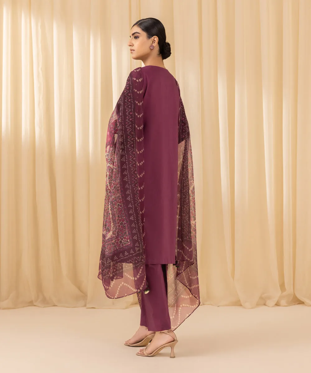 3 Piece -  Embroidered Cotton Viscose Suit