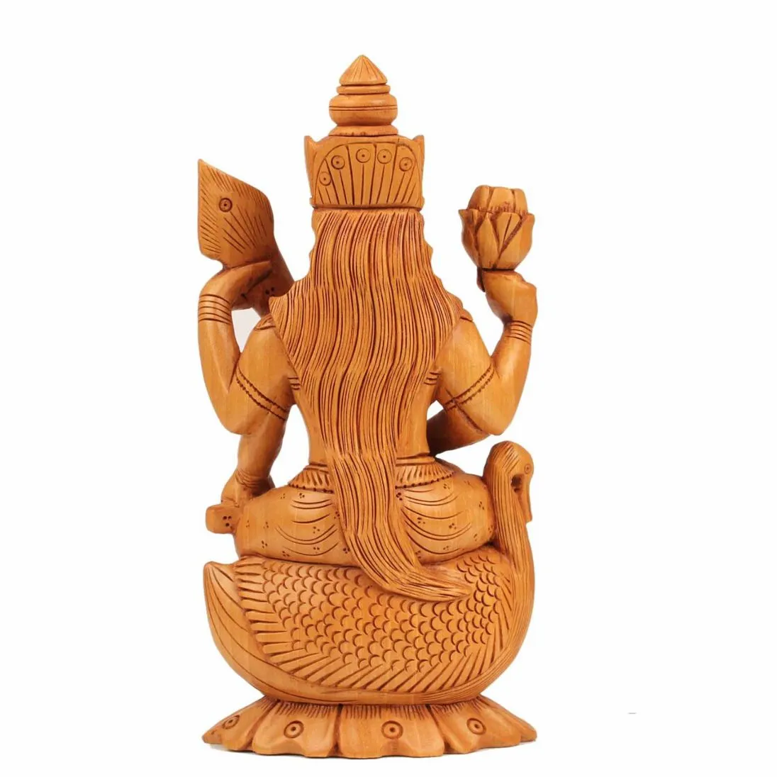 6 Inches Goddess Saraswati Wooden Idol - Decorative Statue