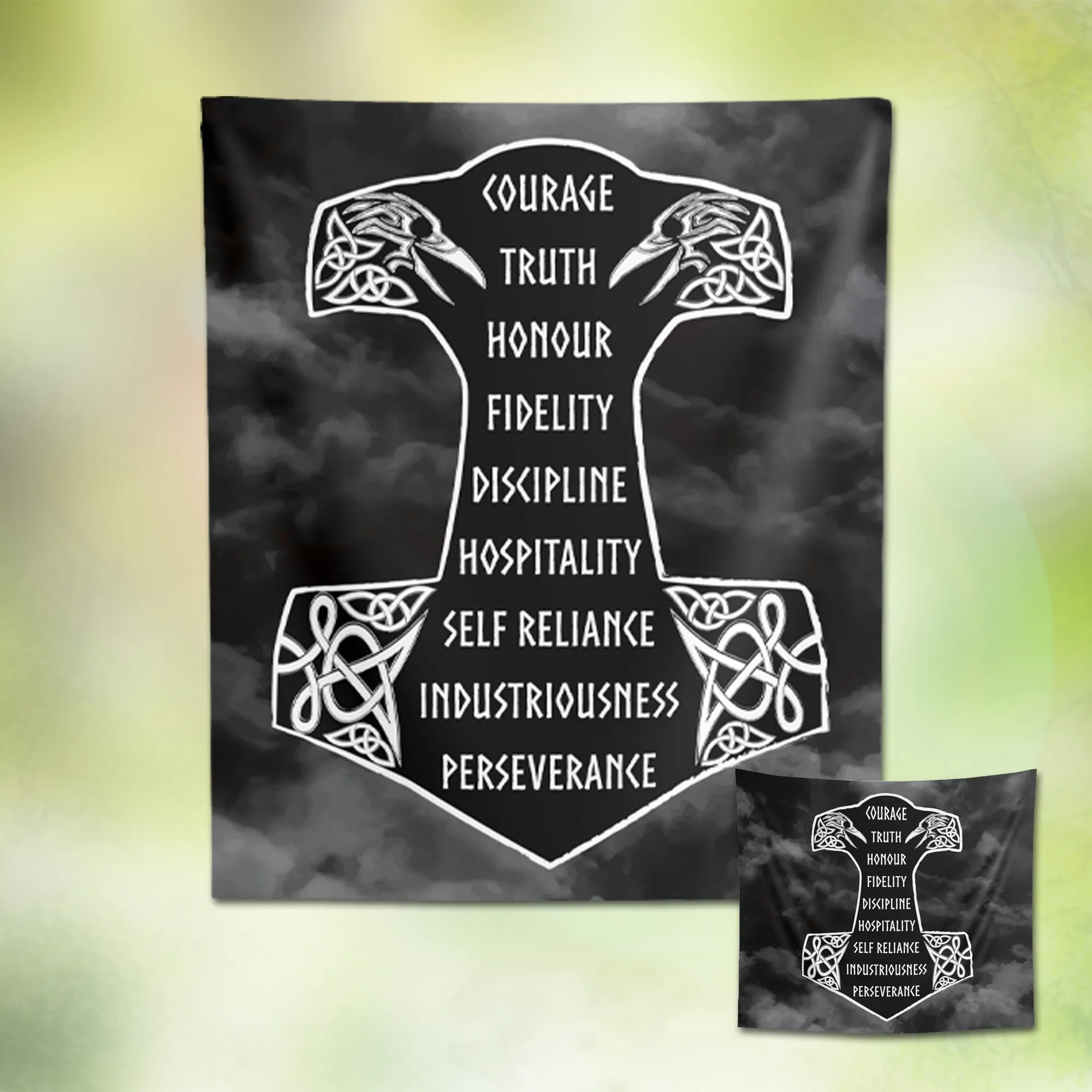 9 Noble Virtues Ásatrú Wall Tapestry