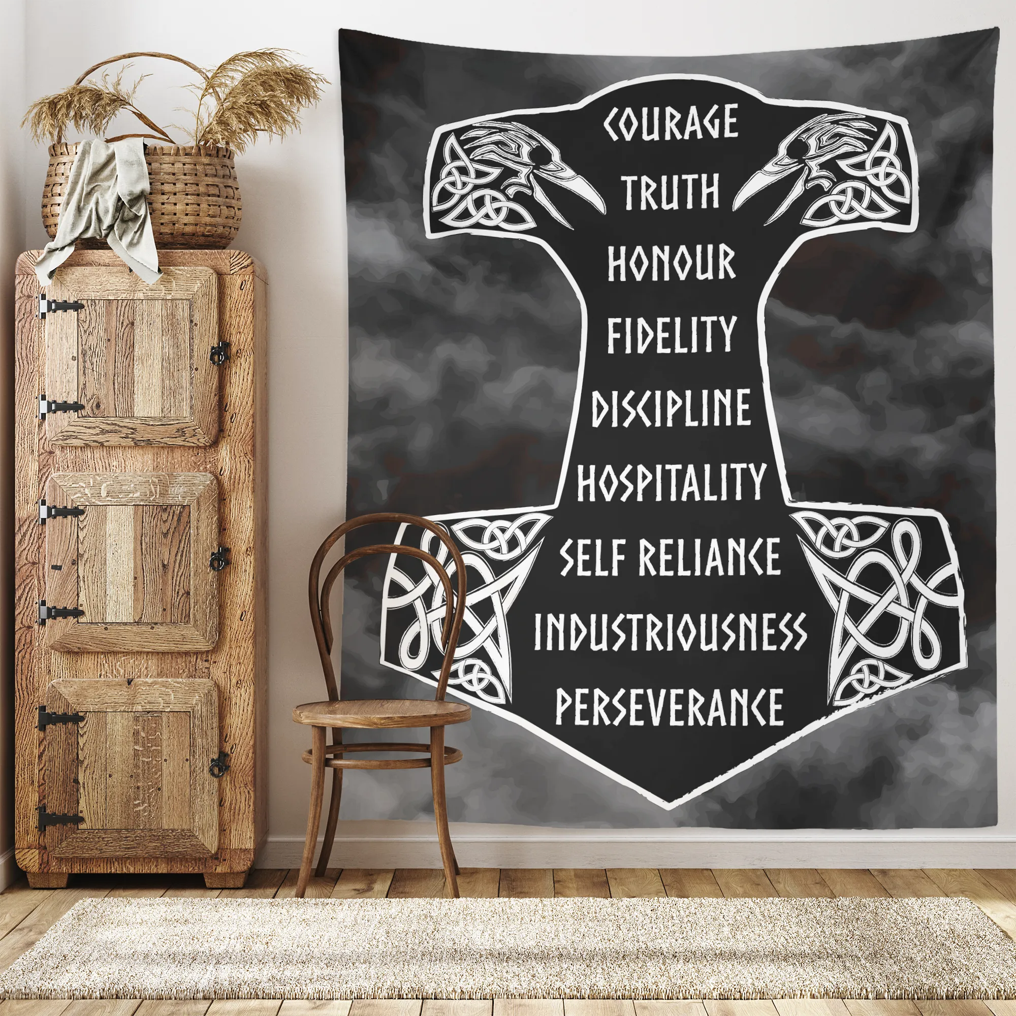 9 Noble Virtues Ásatrú Wall Tapestry