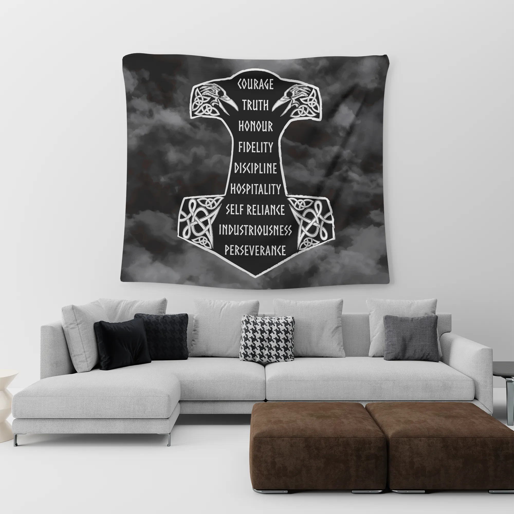 9 Noble Virtues Ásatrú Wall Tapestry