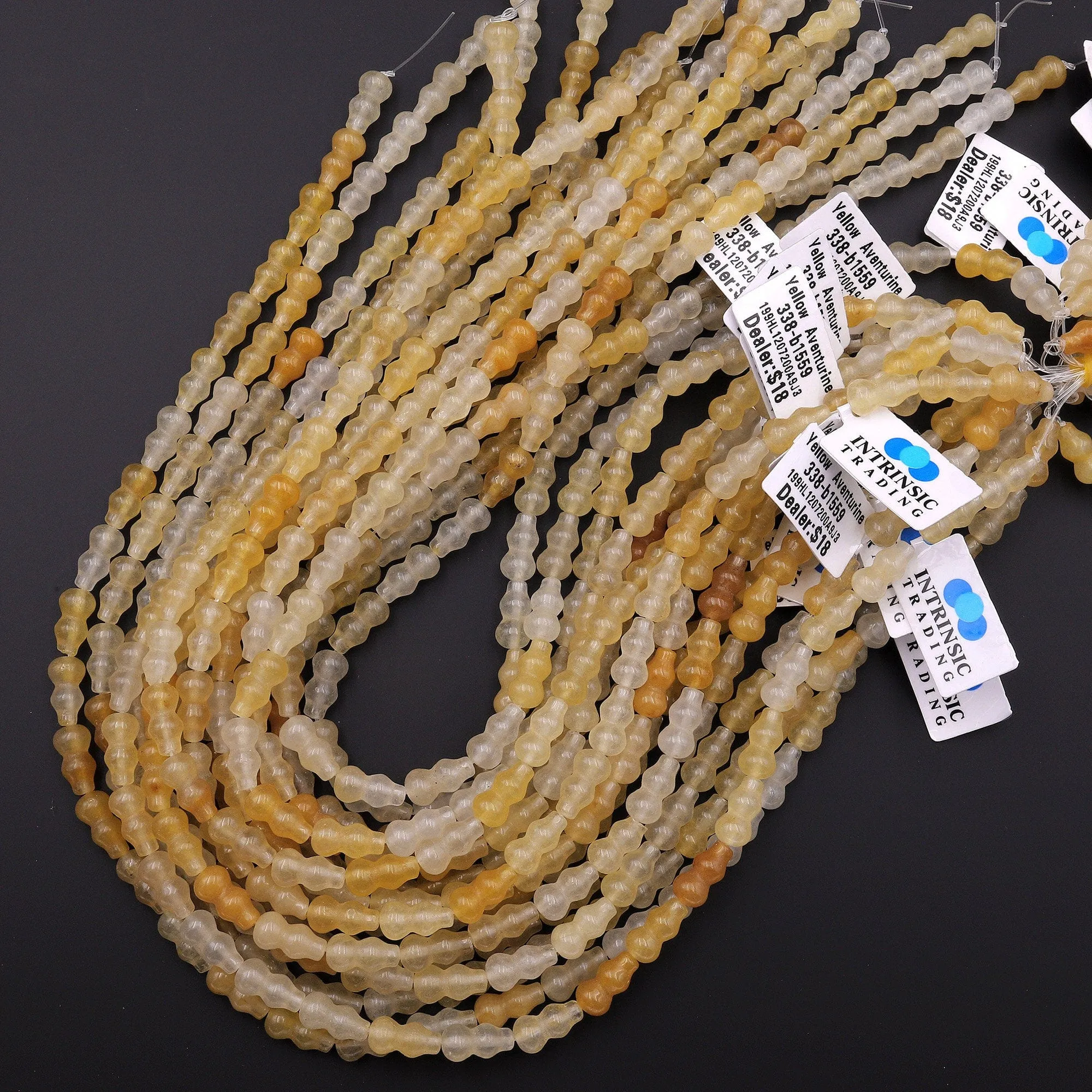 AAA Extra Translucent Natural Yellow Aventurine Carved Treasure bottle Vase Beads 15.5" Strand