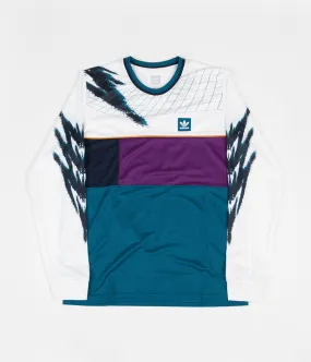 Adidas Long Sleeve Tennis Jersey - White / Tribe Purple / Real Teal