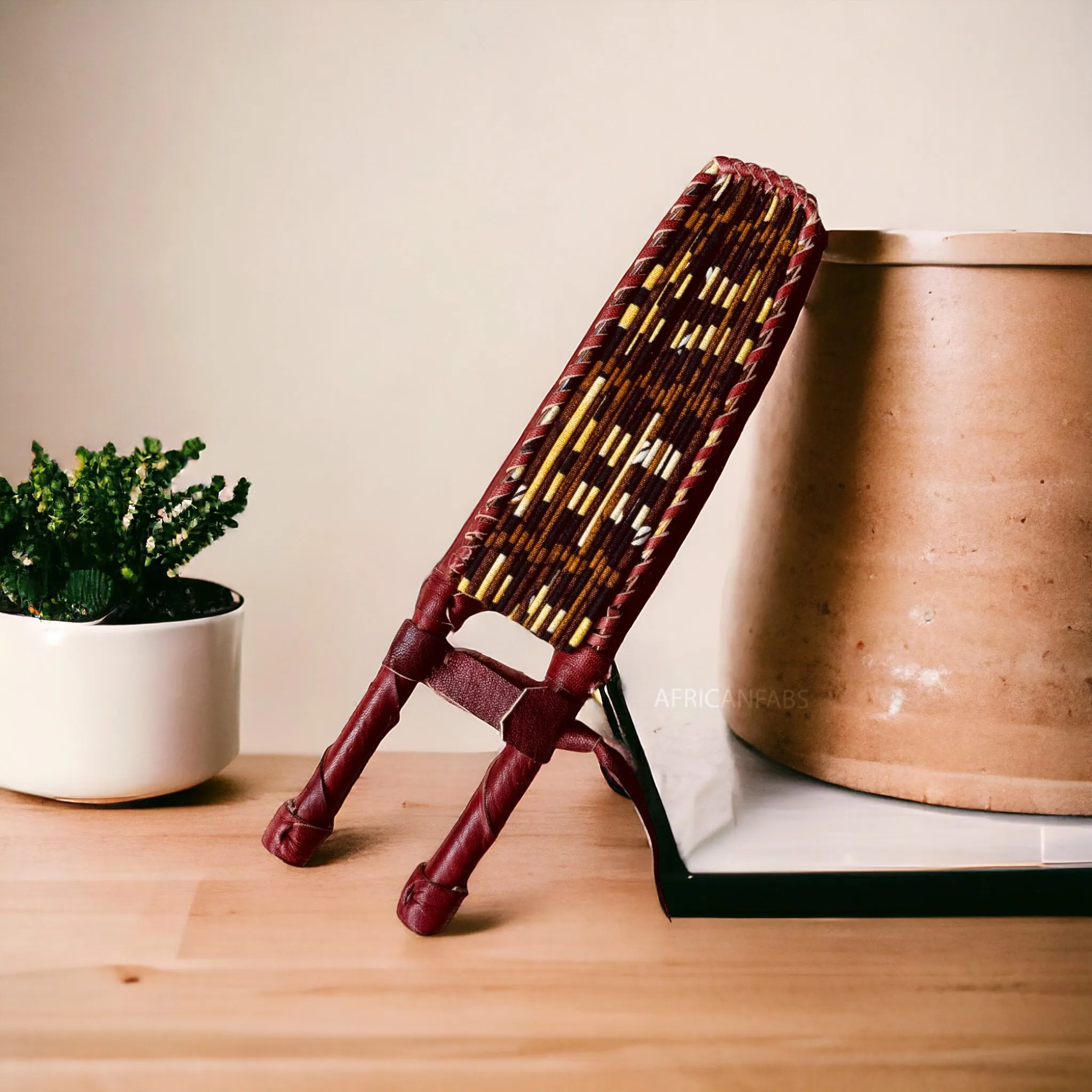 African Hand fan - Ankara print Hand fan - Katakyie - Yellow kente