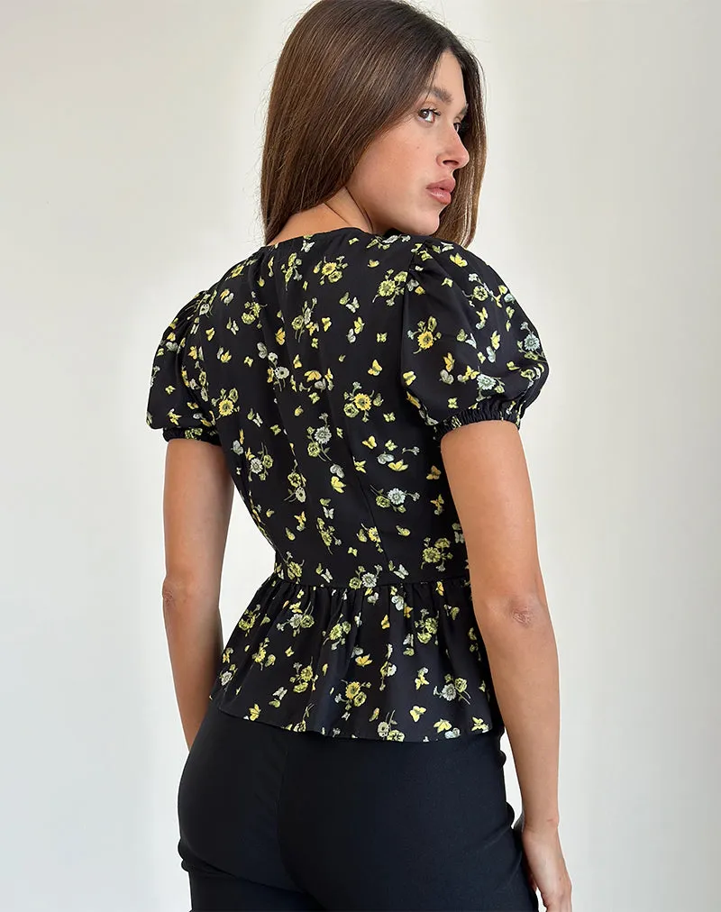 Ajasi Blouse in Lemon and Lime Black