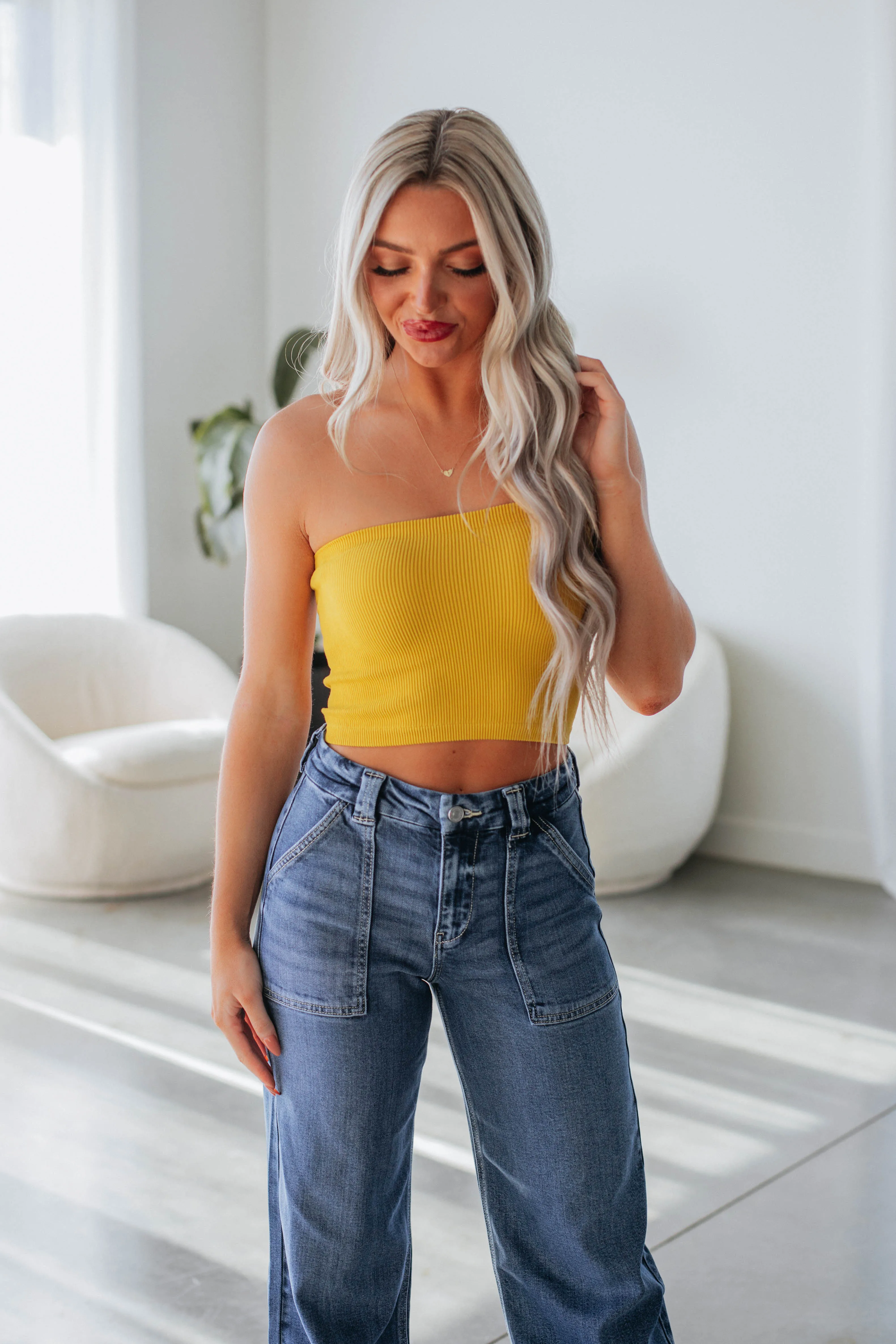 Alexa Ribbed Top - Honey