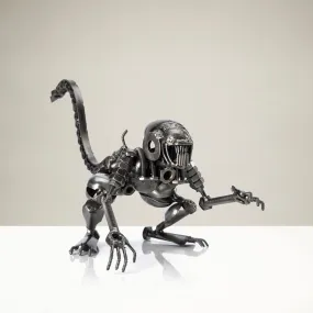 Alien Crouched Inspired Recycled Metal Sculpture