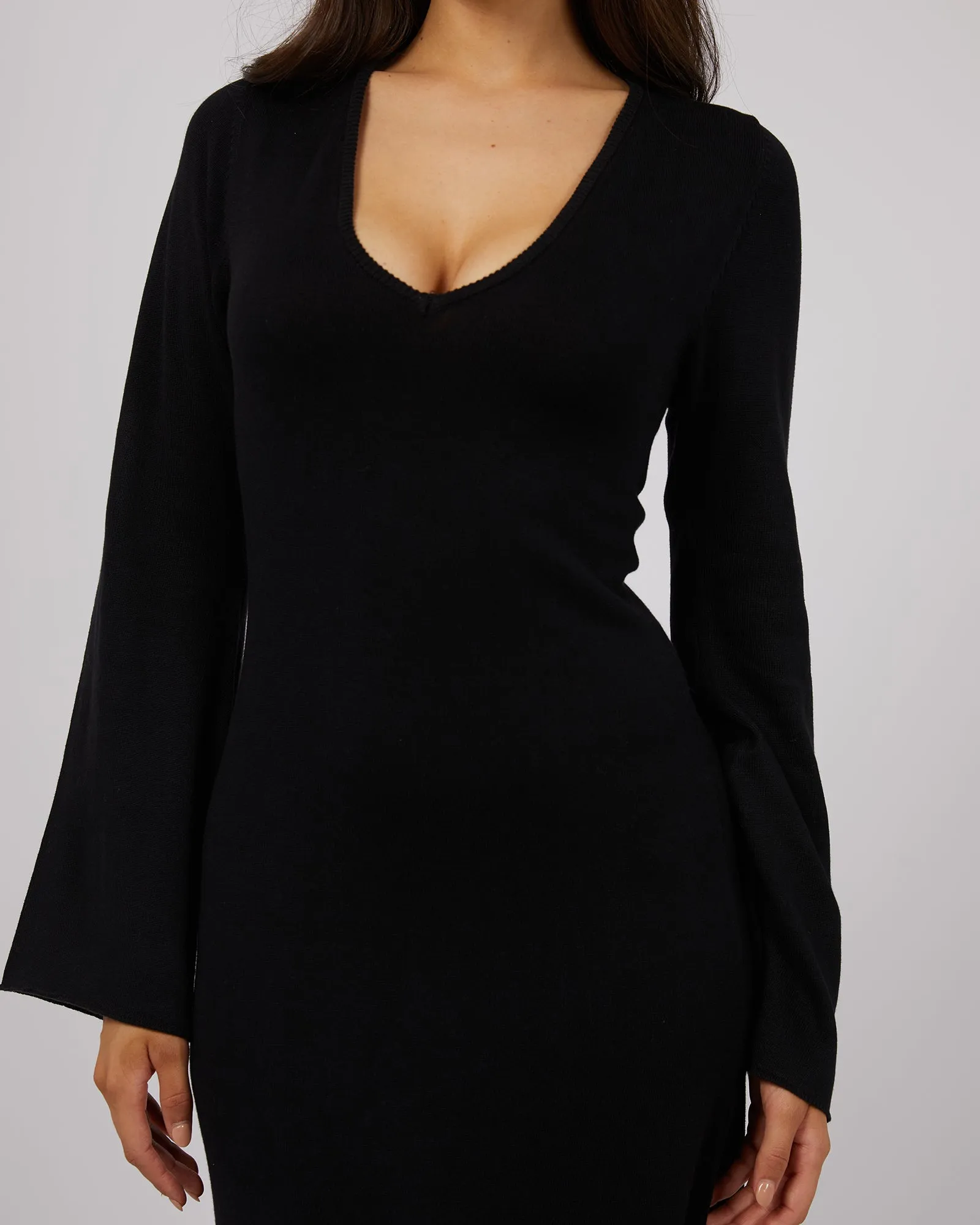 All About Eve Knit L/S Dress Black