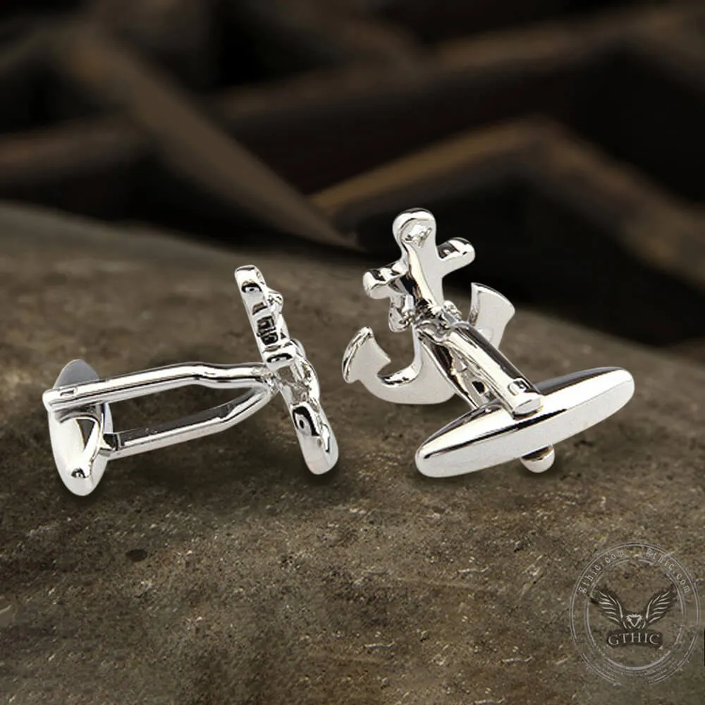 Anchor Rudder Brass Bullet Back Cufflinks