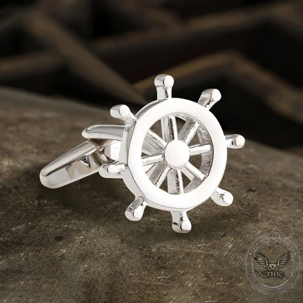 Anchor Rudder Brass Bullet Back Cufflinks