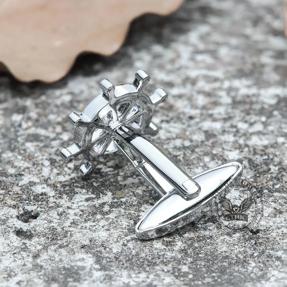 Anchor Rudder Brass Bullet Back Cufflinks