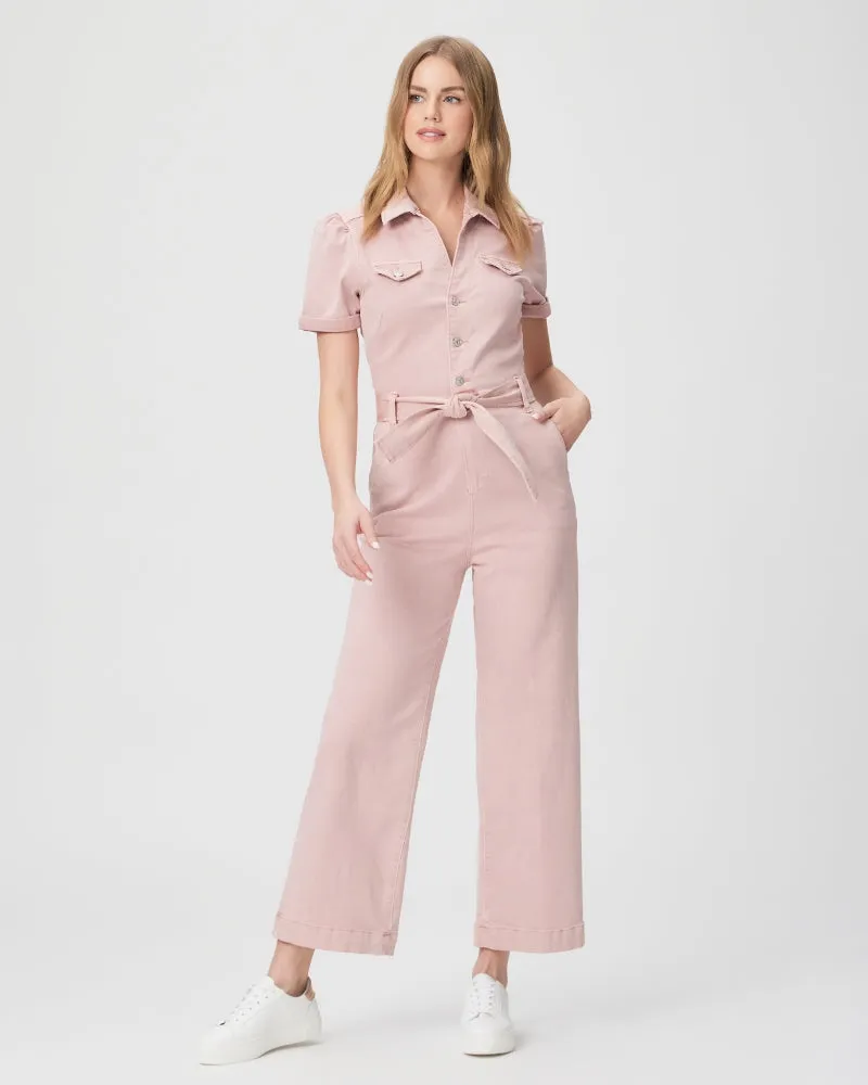 Anessa Puff Sleeve Jumpsuit - Vintage Rouge Glow