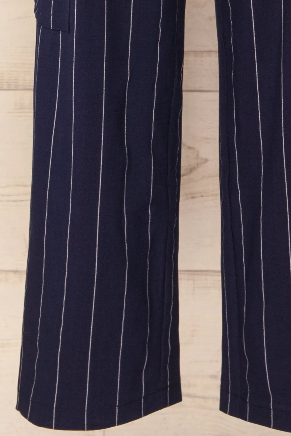 Ashwell | Navy Blue Striped Cargo Pants