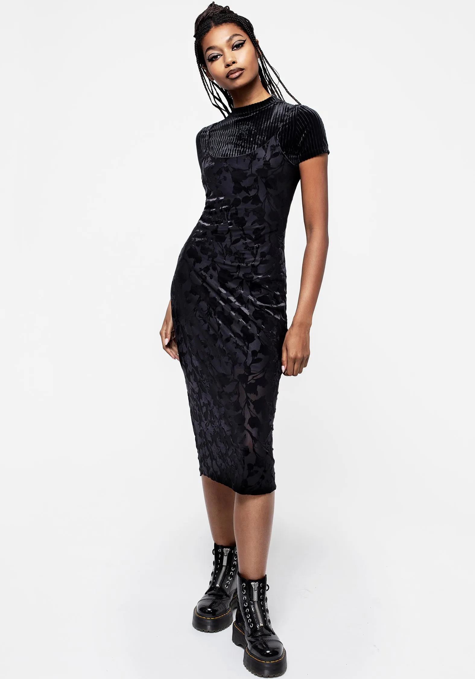 Ava Devoré Mesh Midi Dress