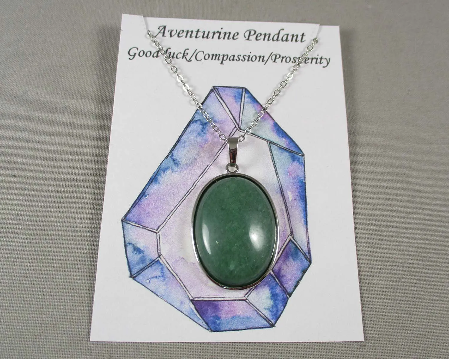 Aventurine Oval Pendant Necklace 1pc (1735)