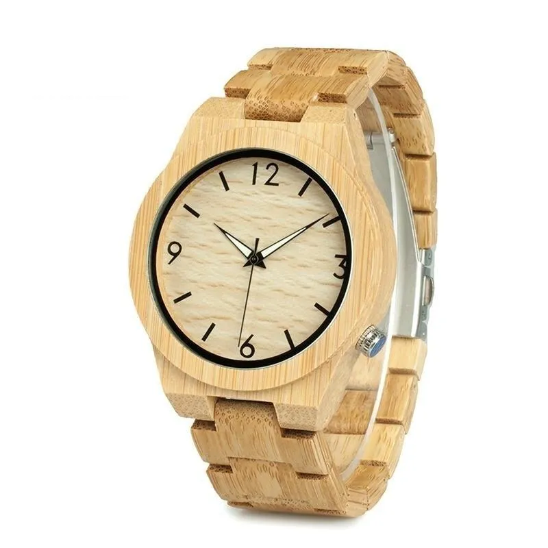 Bamboo Wooden Luxury QuartzWatch for Men with Unique Lug Design