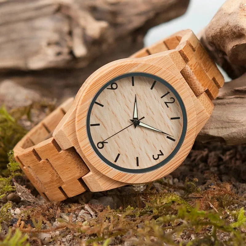 Bamboo Wooden Luxury QuartzWatch for Men with Unique Lug Design