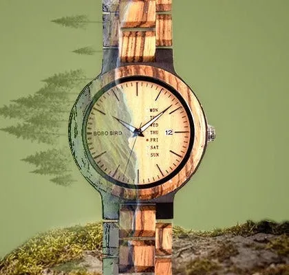 Bamboo Wooden Luxury QuartzWatch for Men with Unique Lug Design