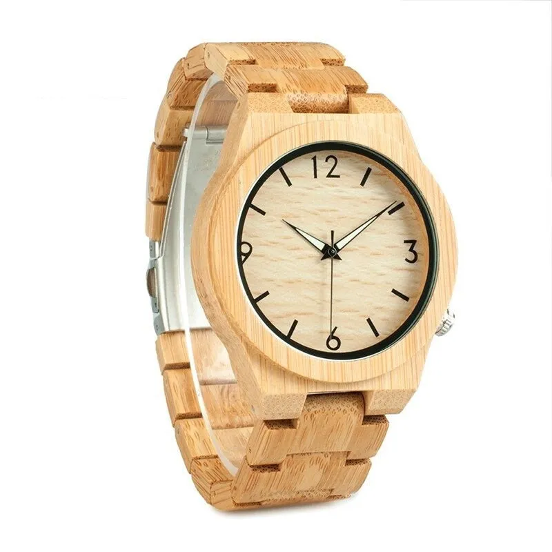 Bamboo Wooden Luxury QuartzWatch for Men with Unique Lug Design