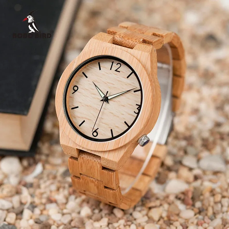 Bamboo Wooden Luxury QuartzWatch for Men with Unique Lug Design