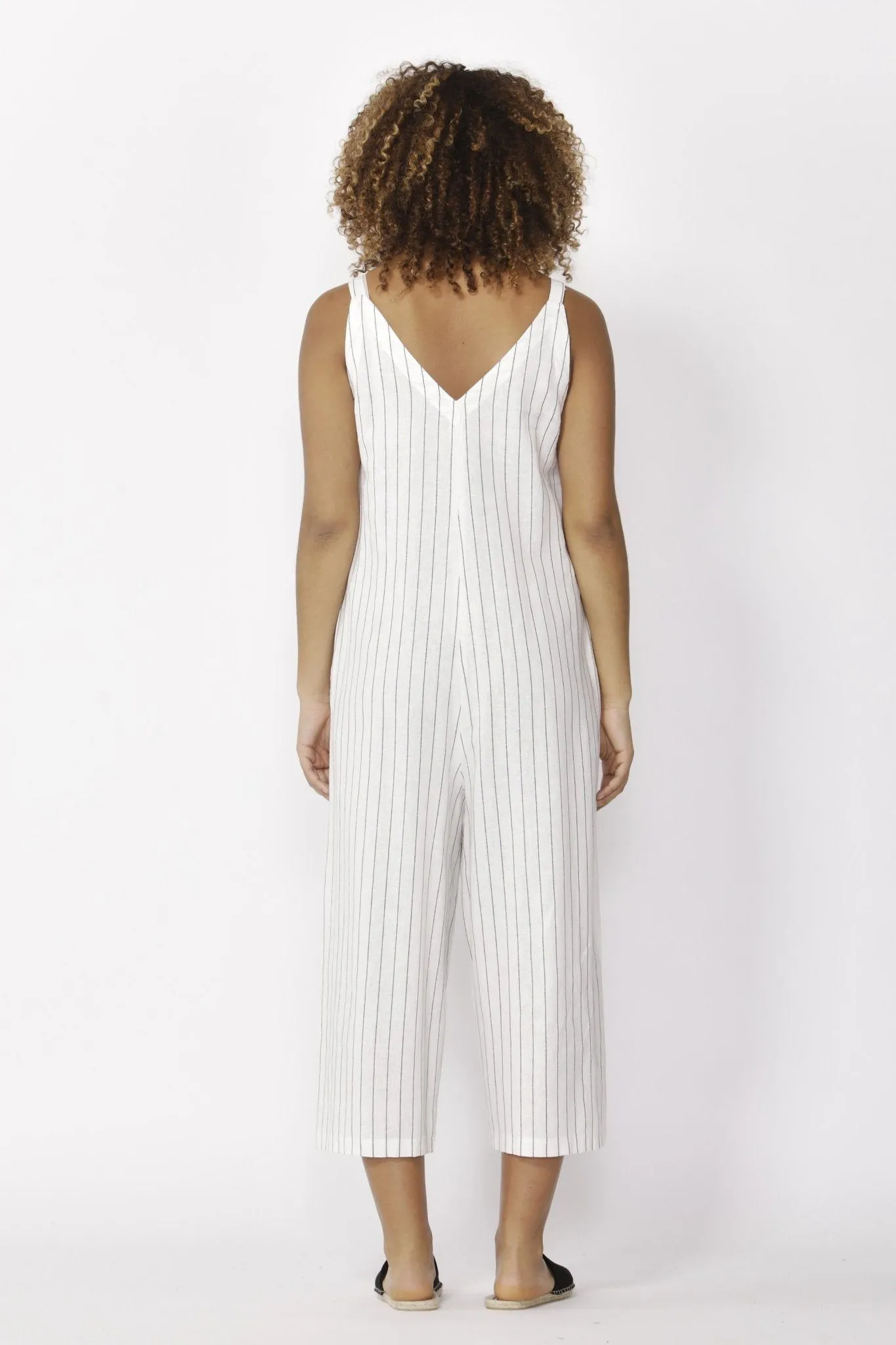 Betty Basics Hendrick Jumpsuit in White Pinstripe