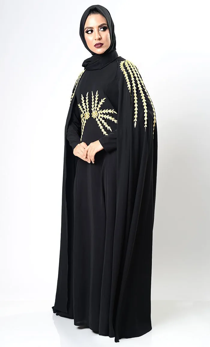 Black Dramatic Lavish Embroiderd Abaya