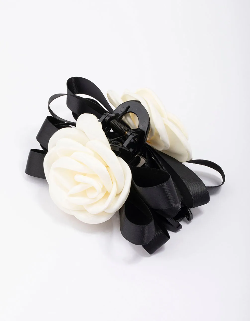 Black Mixed Bow & Flower Hair Claw Clips