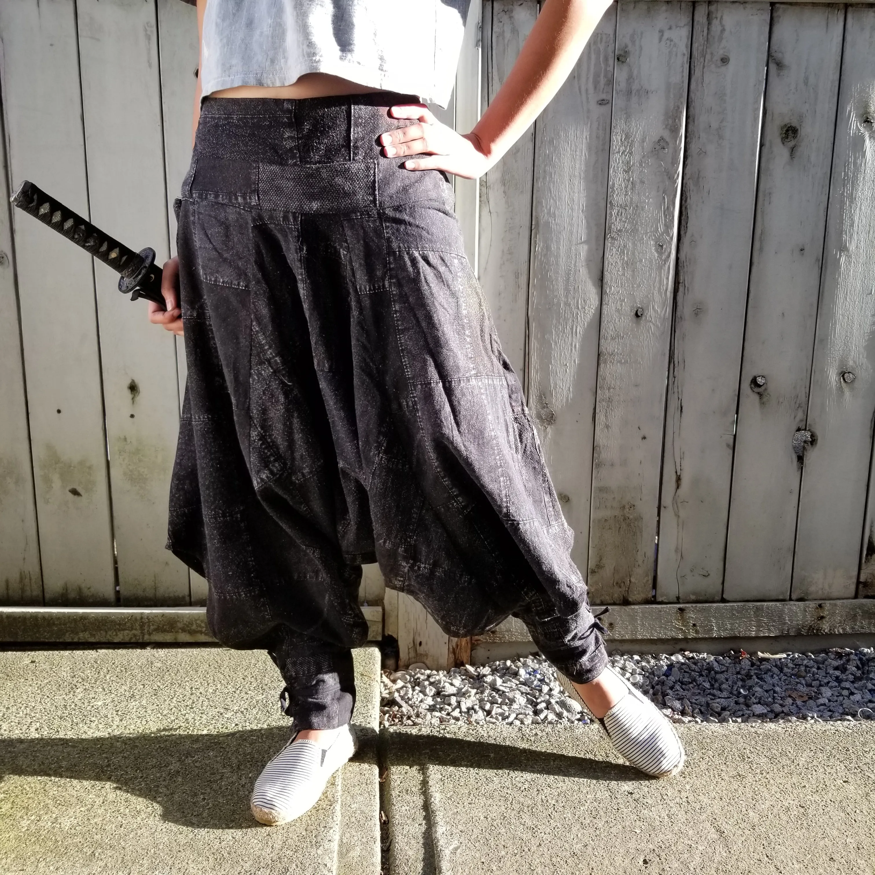 Black Patchwork Tribal Warrior Pants