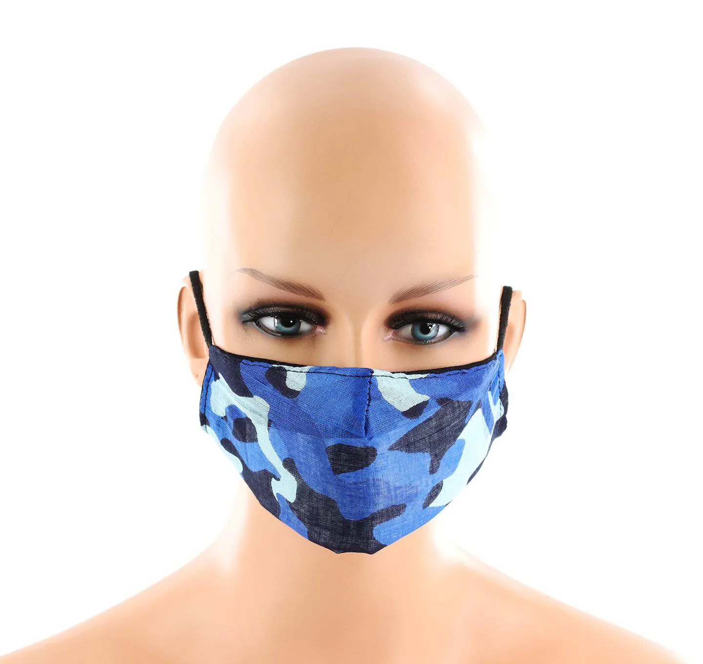 Blue Camo Print Face Mask