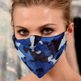 Blue Camo Print Face Mask