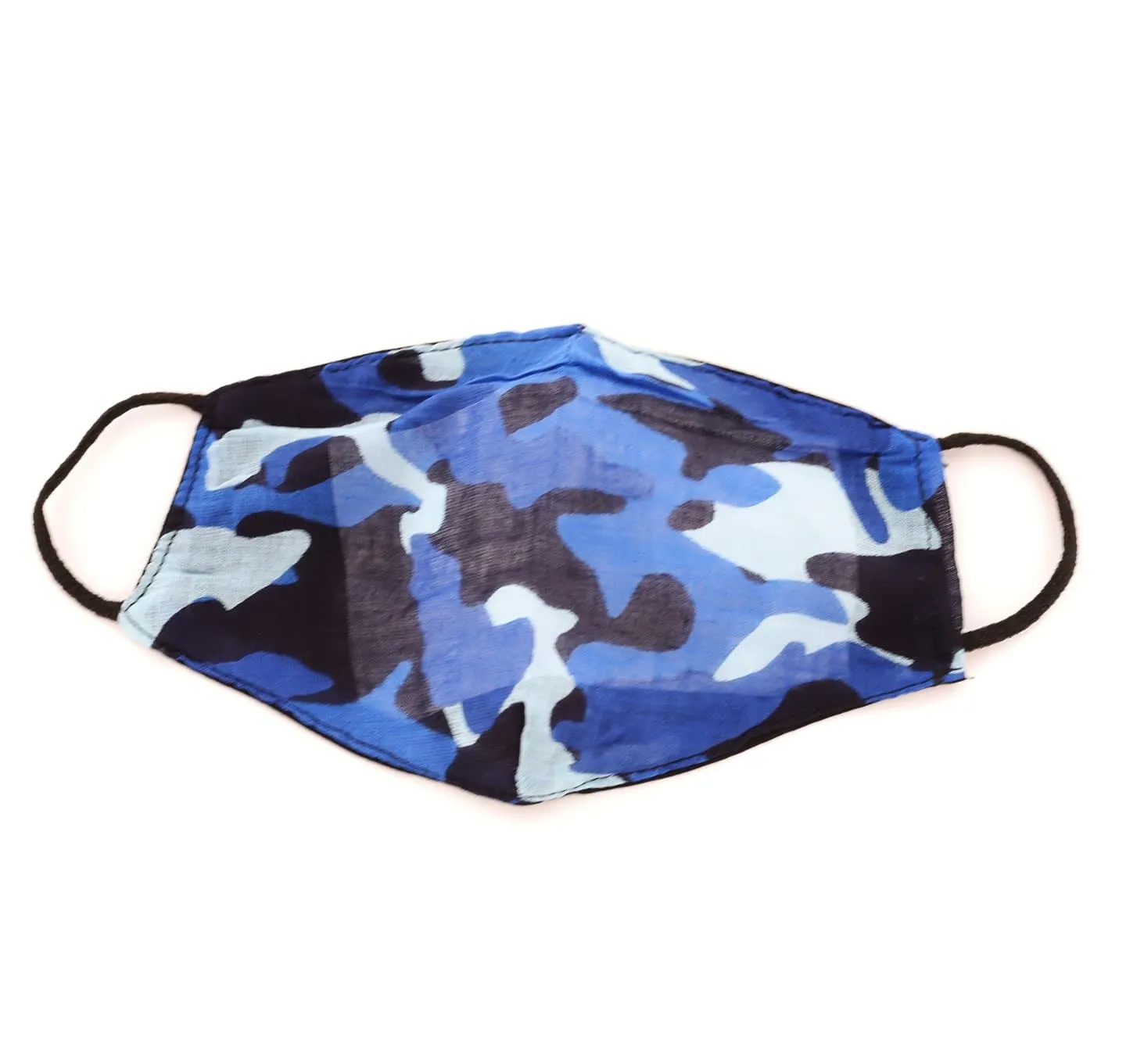 Blue Camo Print Face Mask