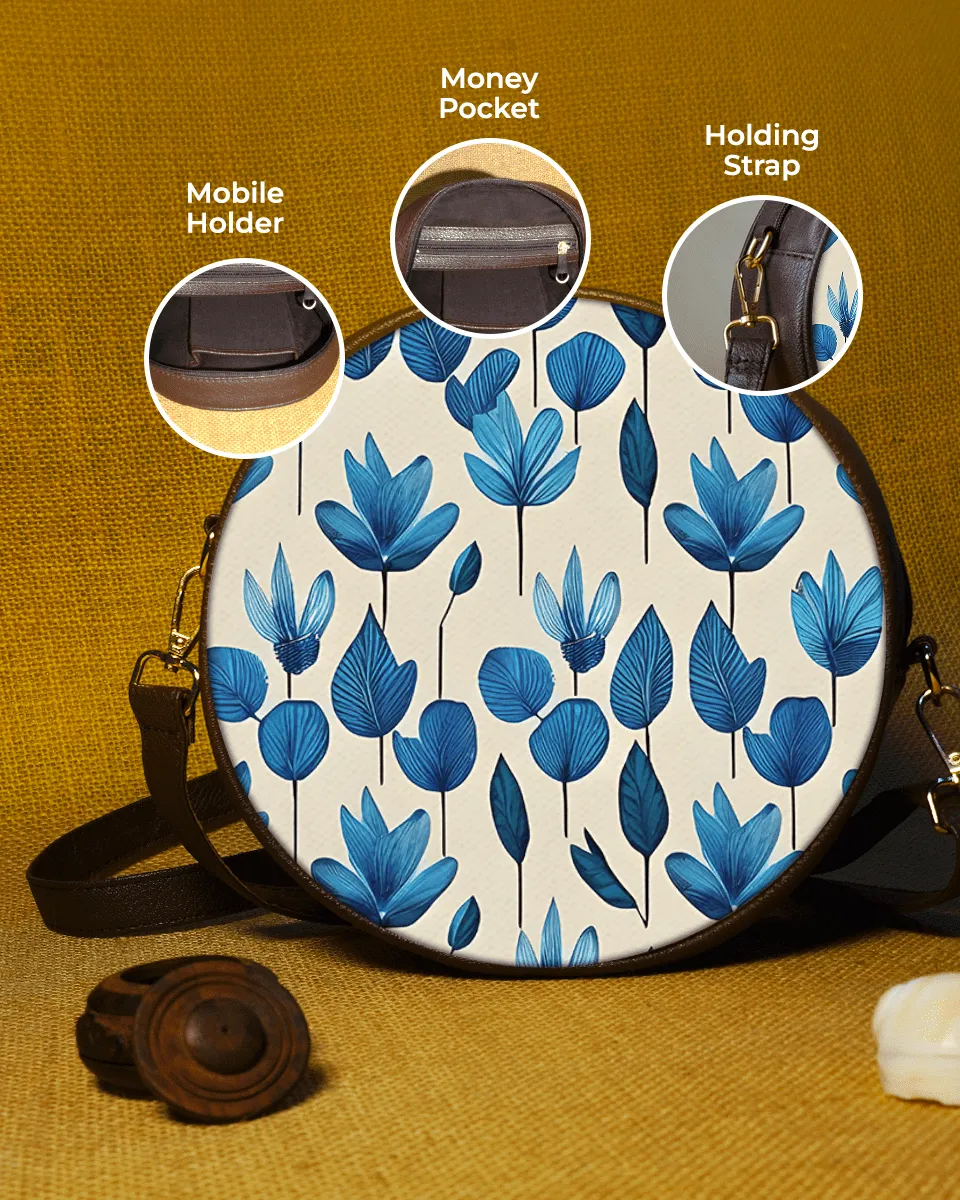 Blue Floral Crossover Sling Bag