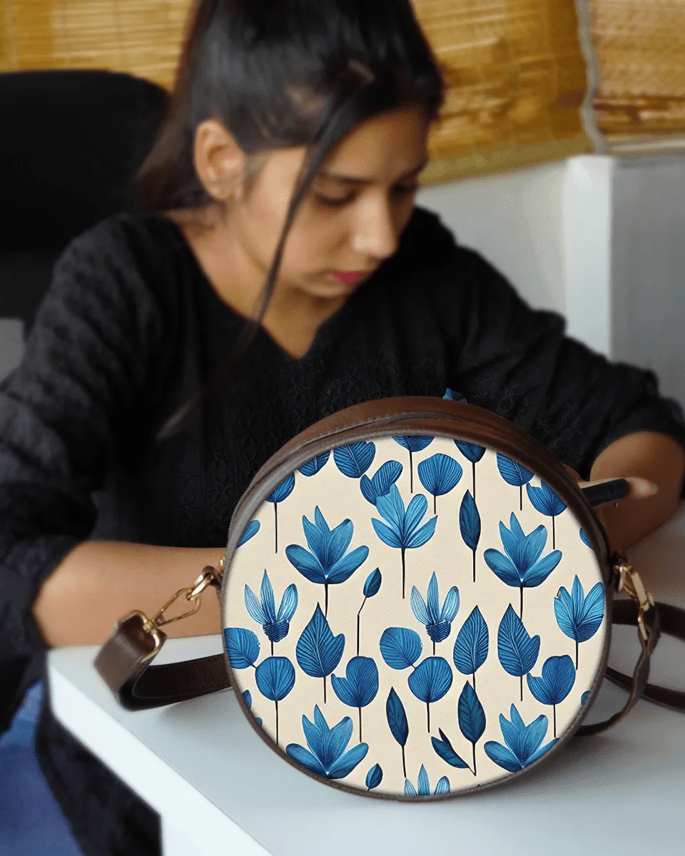 Blue Floral Crossover Sling Bag