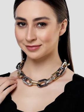 Bohey by KARATCART Gold Silver Black Chunky Western Link Necklace for Women