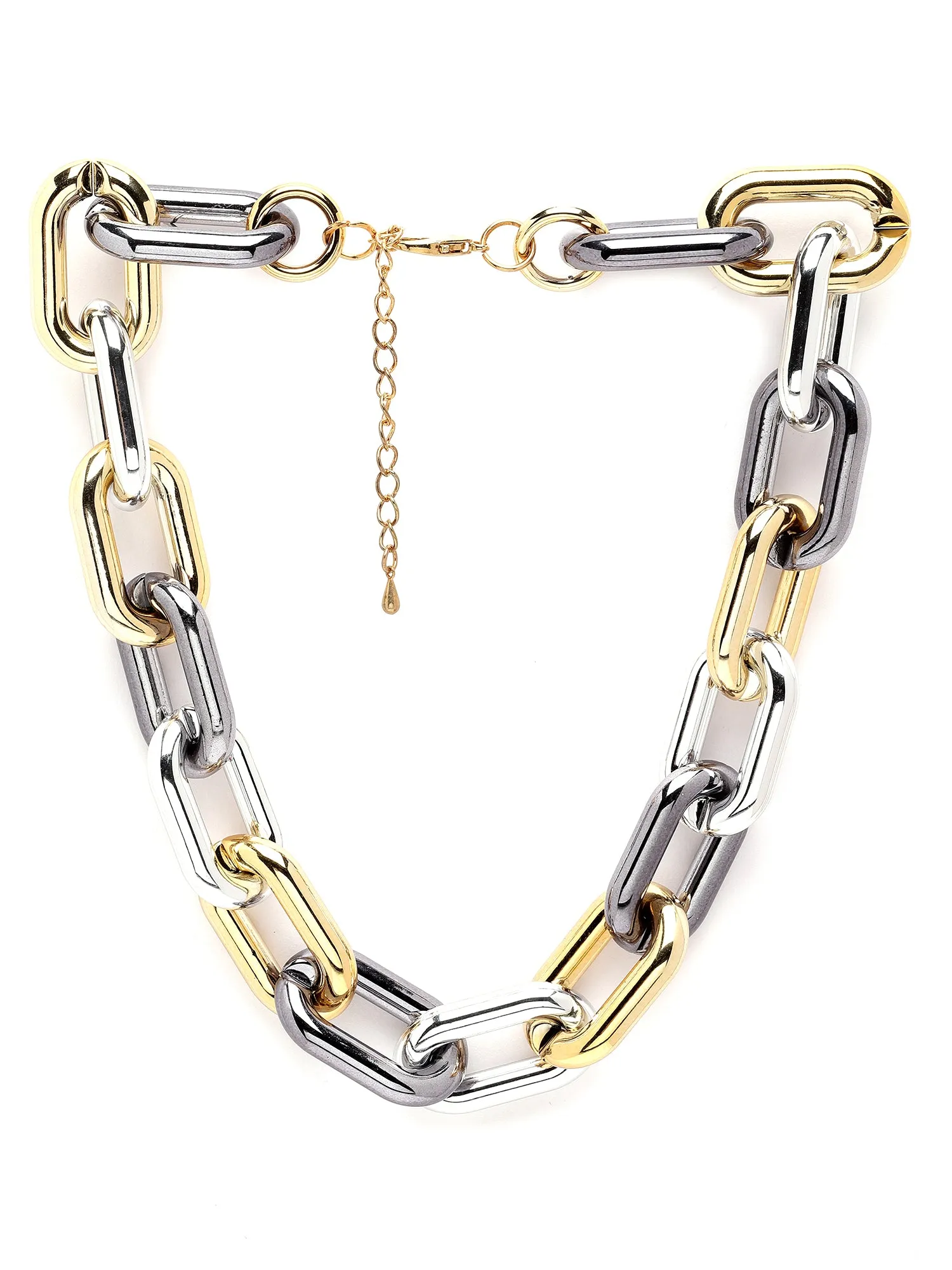 Bohey by KARATCART Gold Silver Black Chunky Western Link Necklace for Women