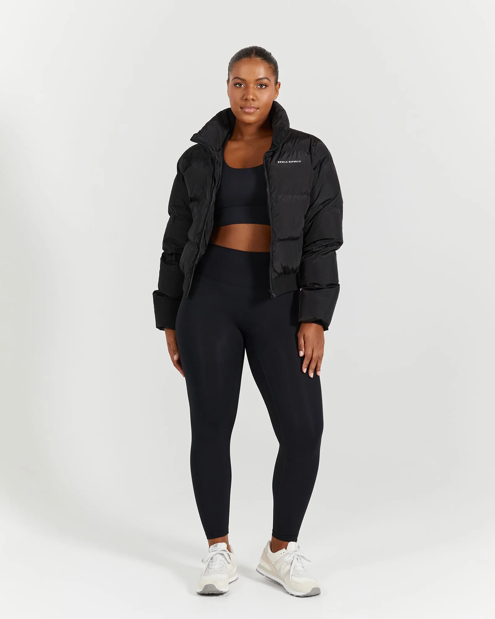 BOMBER PUFFER JACKET - BLACK