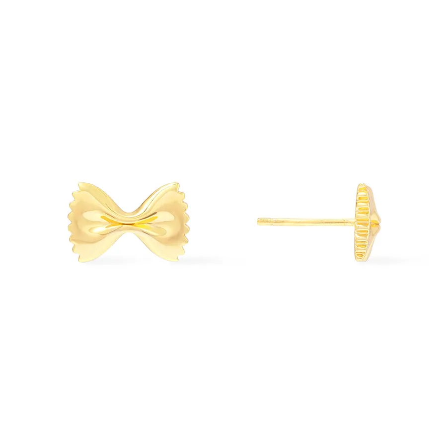 Bow Tie Pasta Gold Stud Earrings