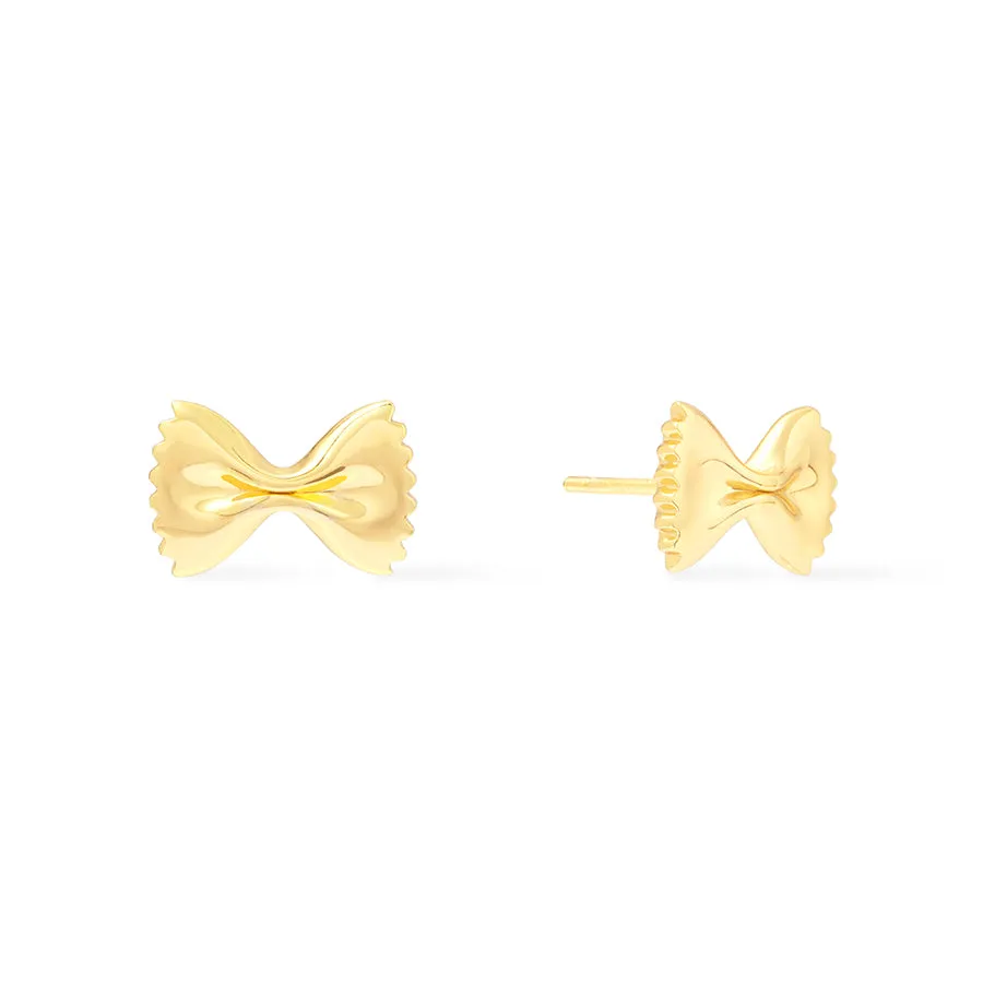 Bow Tie Pasta Gold Stud Earrings