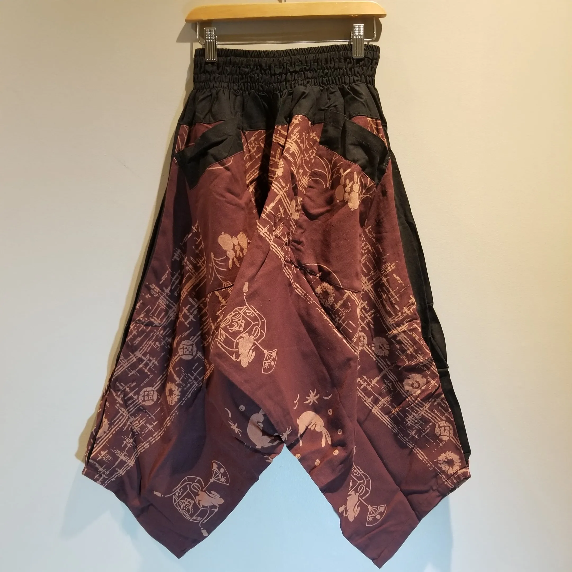 Brown Bunny Elastic Waist Samurai Pants