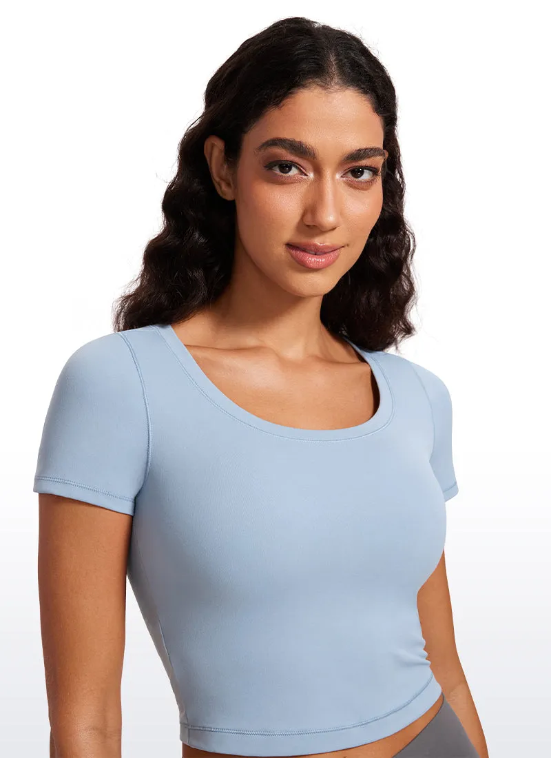 Butterluxe Scoop Neck Cropped Short Sleeves