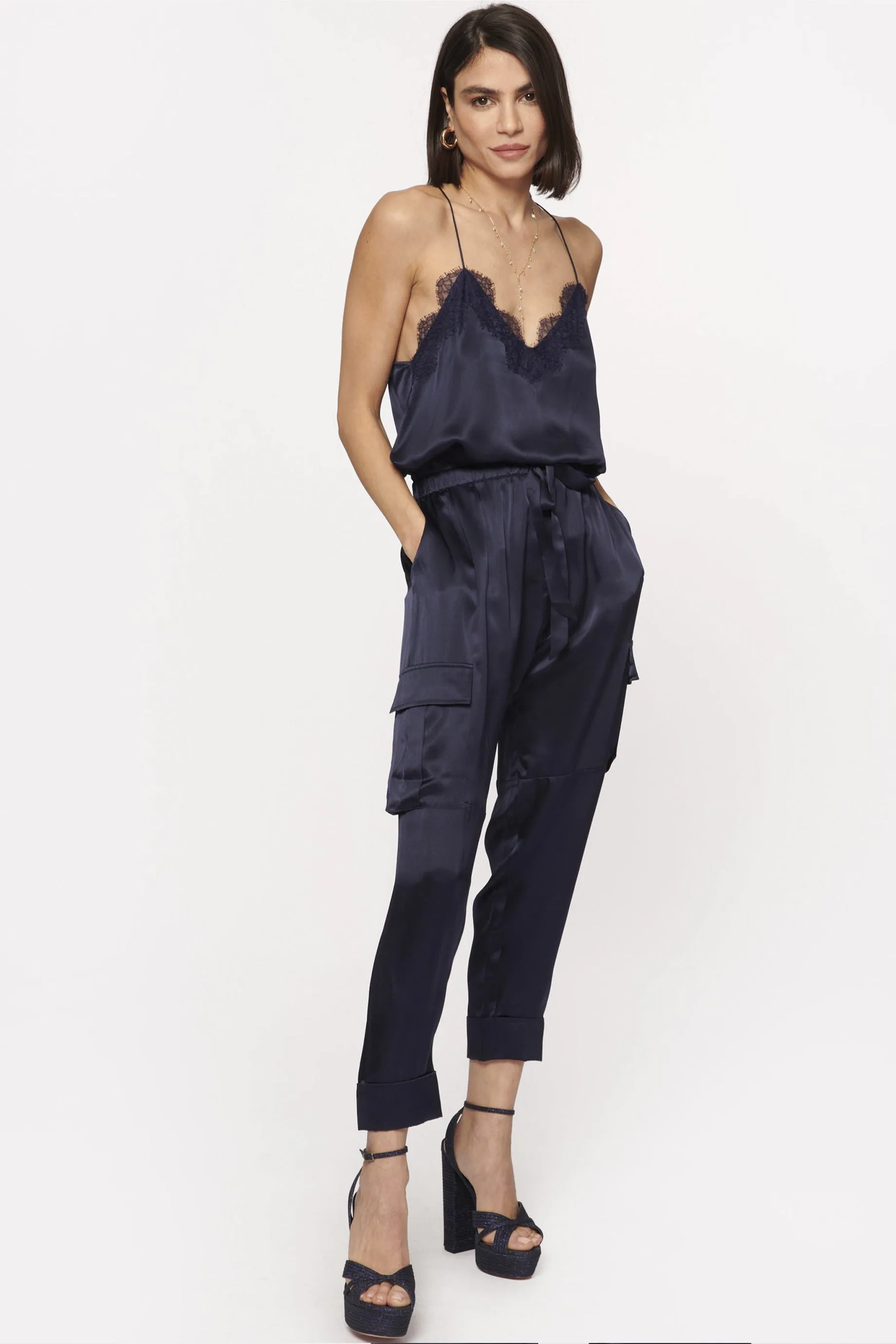 Cami NYC Racer Cami - Navy