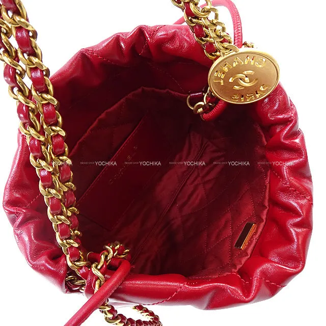 CHANEL Shoulder bag CHANEL 22 Mini Matelasse With Medal Charm Rouge red Shiny Calf Skin Gold HW AS3980[EXCELLENT][Authentic]