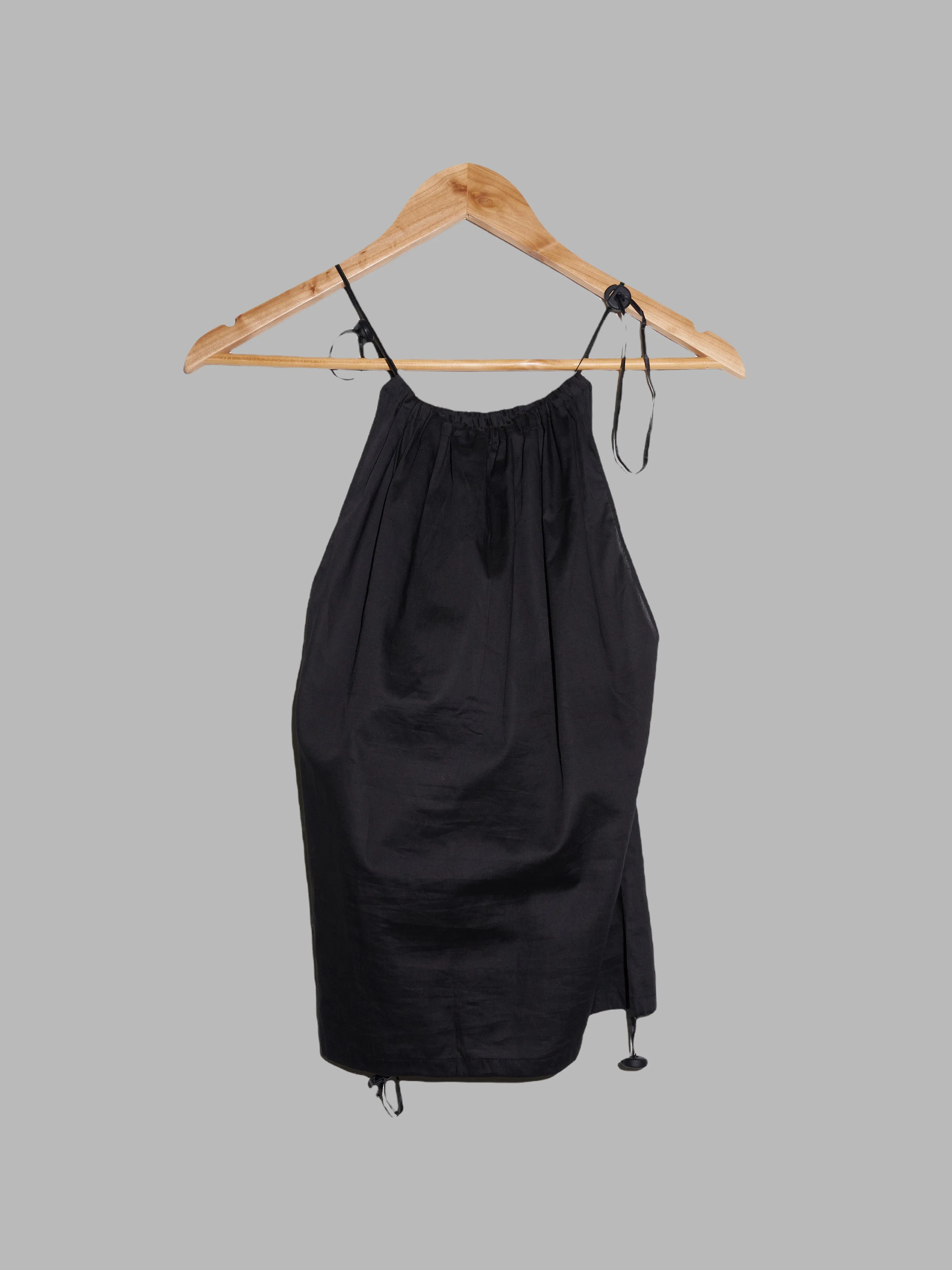 Christophe Lemaire black cotton poplin drawstring neck camisole top - size 1 S