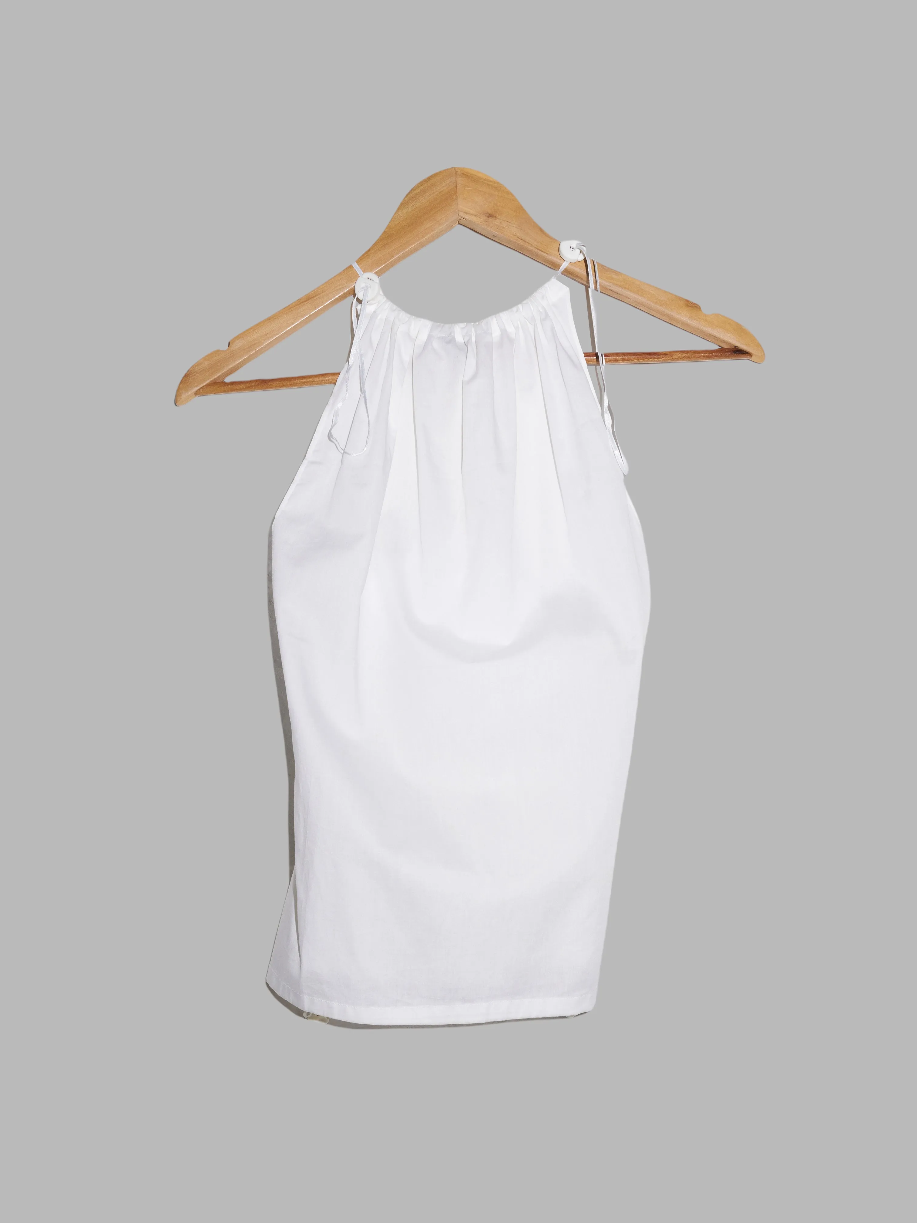 Christophe Lemaire white cotton poplin drawstring neck camisole top - size 1 S