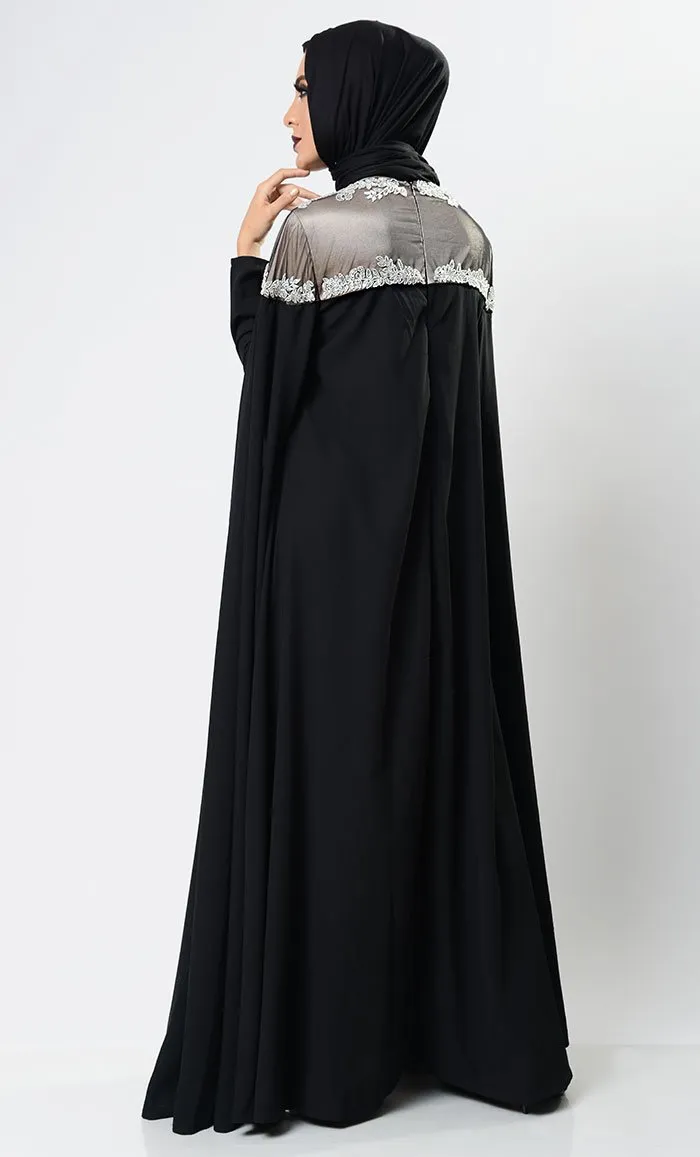 Classy Black Caped Abaya Dress