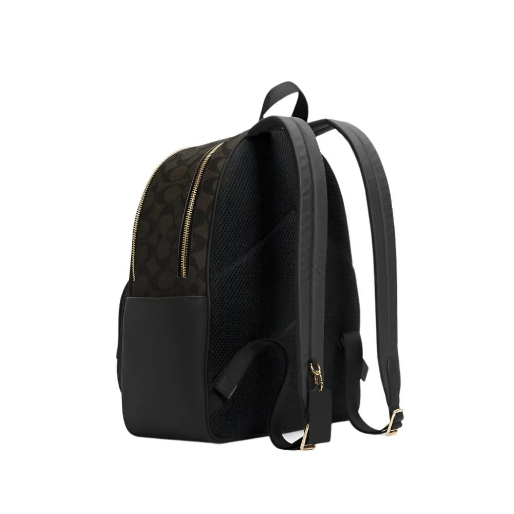 Coach Court Backpack In Signature Canvas Brown/Black