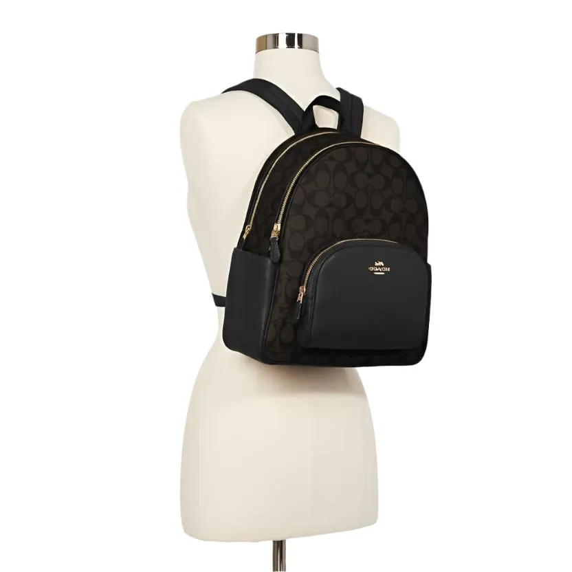 Coach Court Backpack In Signature Canvas Brown/Black